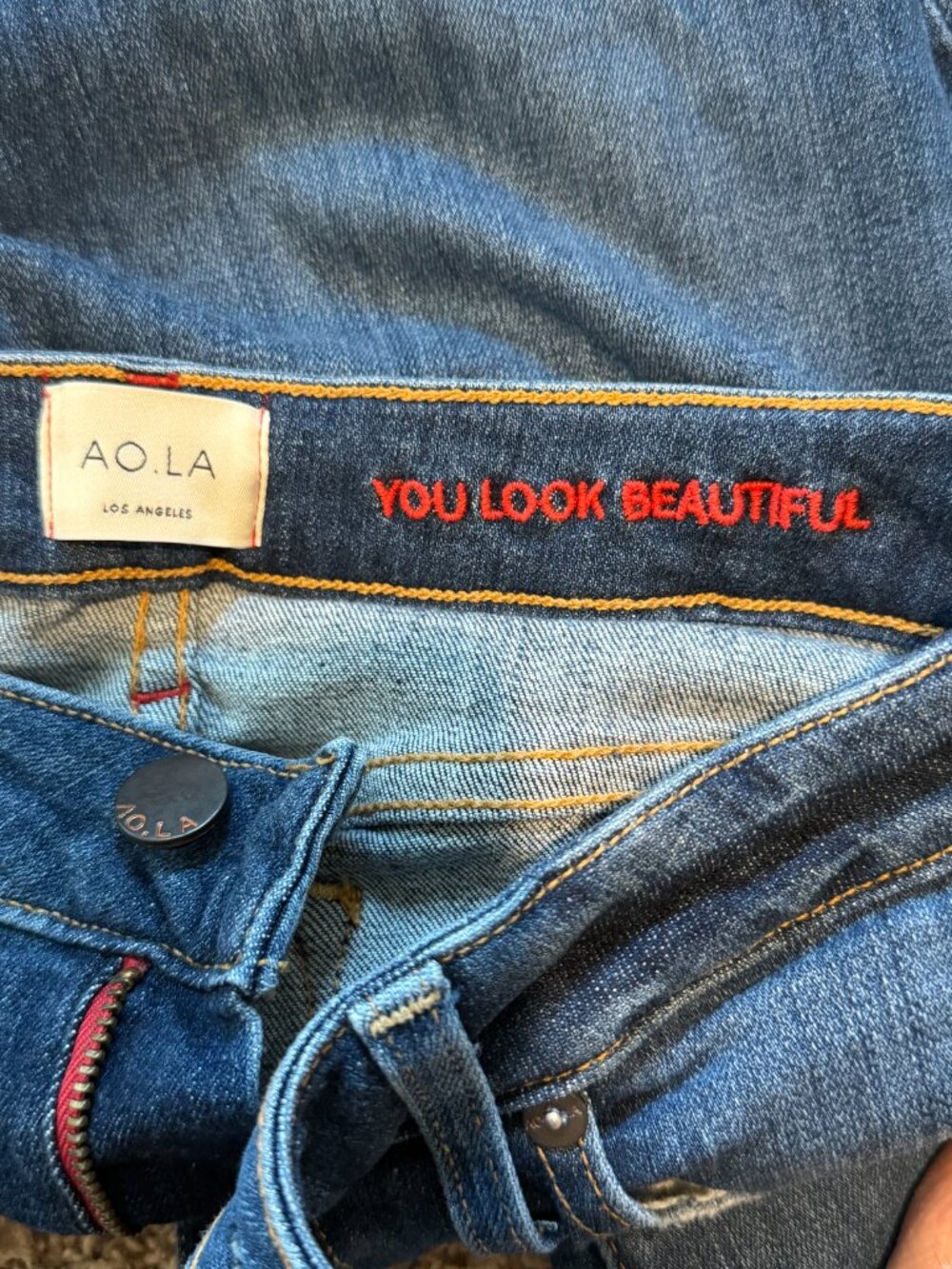 Alice + Olivia Low Rise Bell Bottom Flare Jeans Blue Size 26 - Picture 4 of 6
